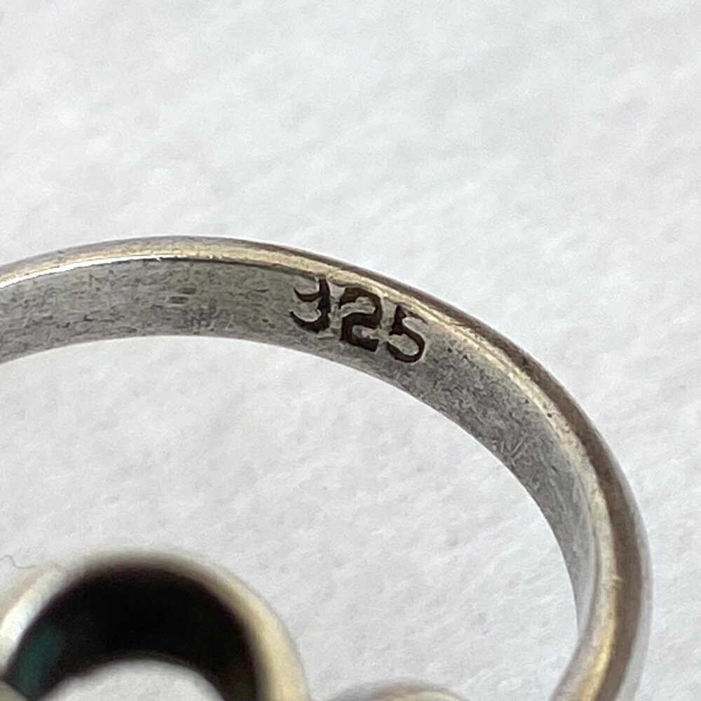 VTG Sterling Silver 925 Prong Set Oval Blue ?Hubble Glass Statement Ring Sz 5.5 - Picture 8 of 16